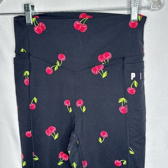 Victoria Secret Pink Ultimate Cherry Print Side Pocket Leggings. Size Small. - Picture 2 of 7